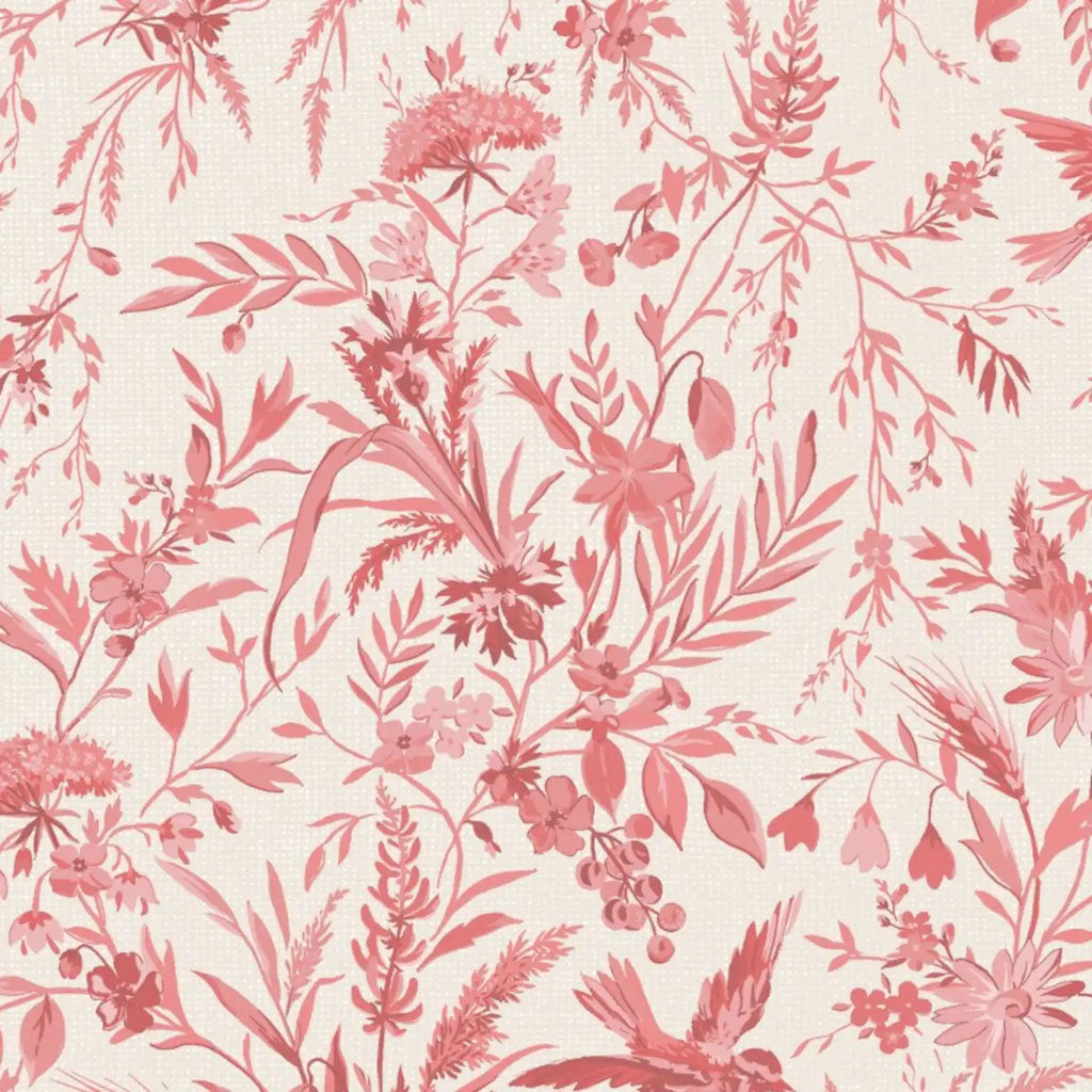 Pink floral pattern on a cream background