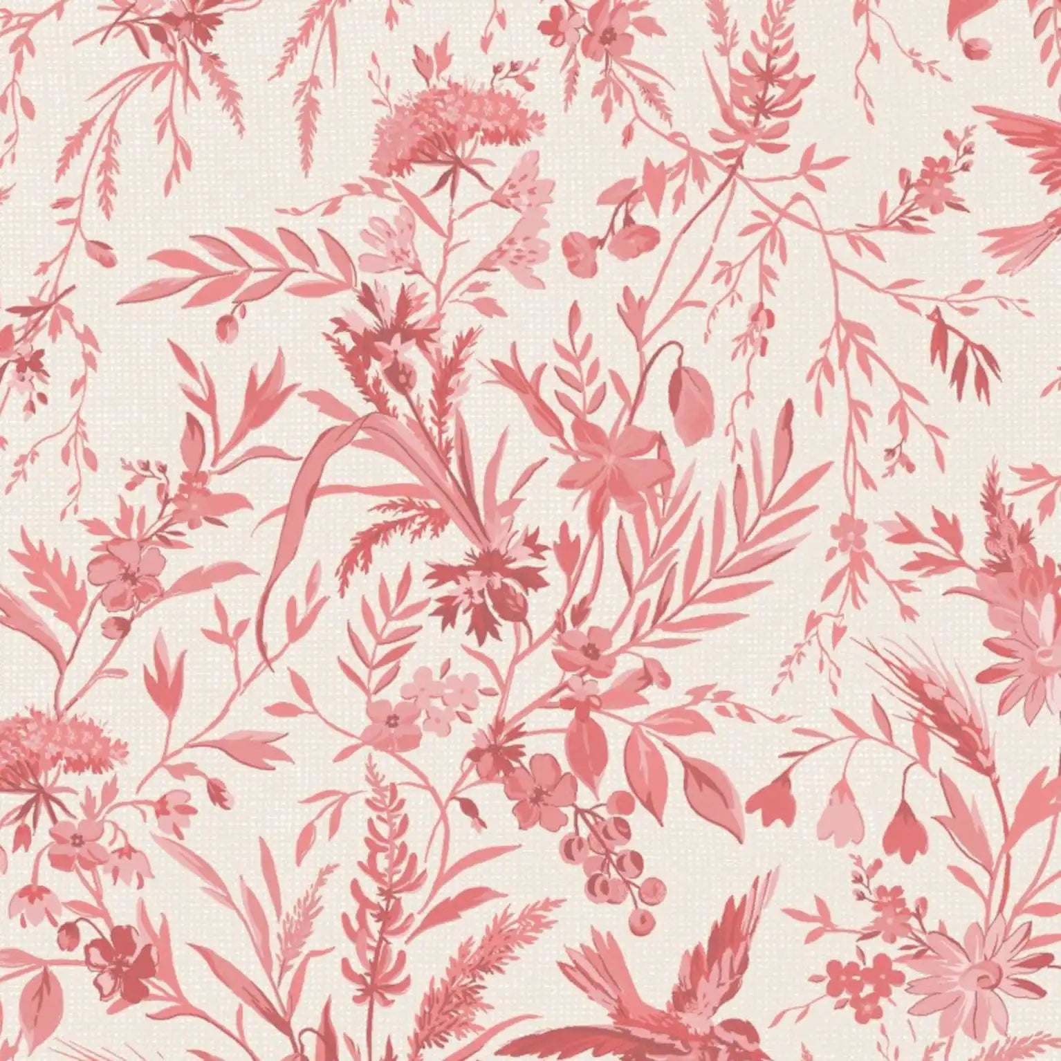 Pink floral pattern on a cream background